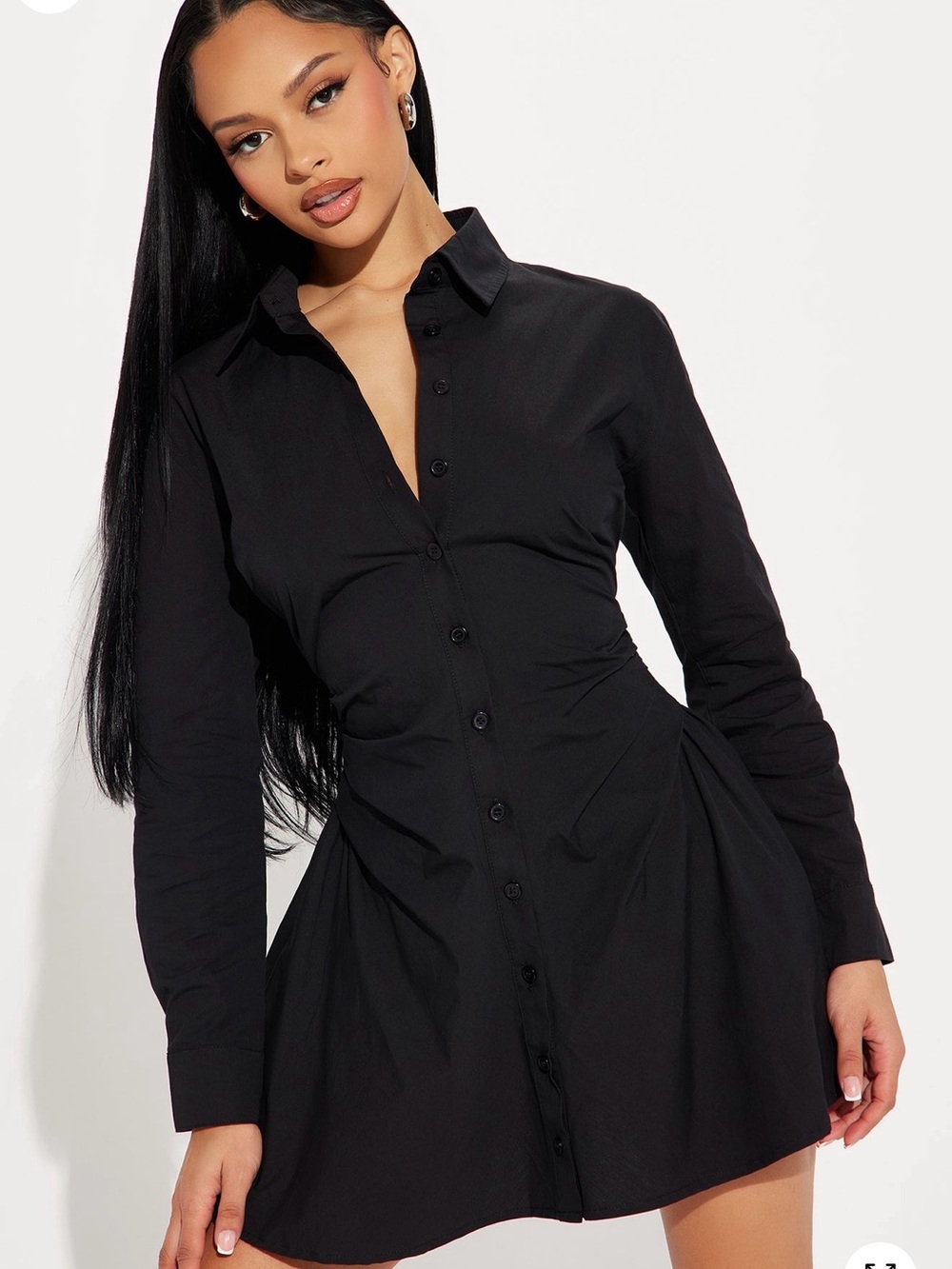Fashion Nova Black Button-Front Mini Shirt Dress